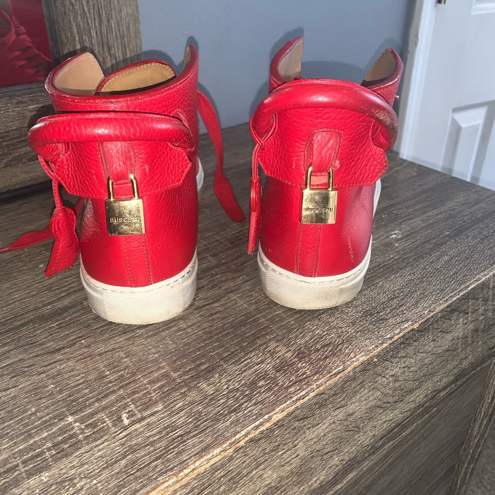 Size 9.5 Buscemi Red Leather Hightops